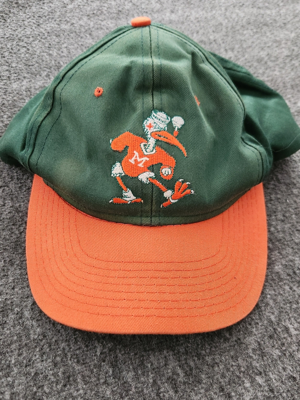 Vintage 90s University of Miami Hurricanes Snapback Hat Ibis